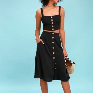 NWT Lulu's Sweet as Ever Black Two-Piece Midi Dress